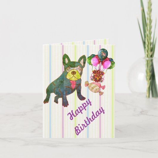 Carte Bouledogue français Anniversaire French Bulldog (Devant)