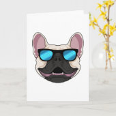 Carte Bouledogue français avec lunettes de soleil (Fleur jaune)