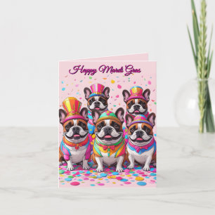 Carte Bouledogue français Carnaval