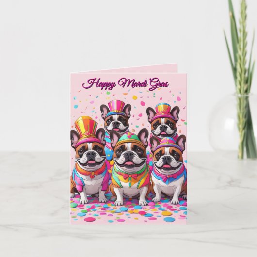 Carte Bouledogue français Carnaval (Devant)