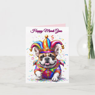 Carte Bouledogue français Carnaval French Bulldog