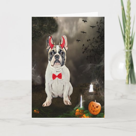 Carte Bouledogue français en costume d'Halloween (Devant)