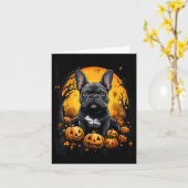Carte Bouledogue français Halloween (Fleur jaune)