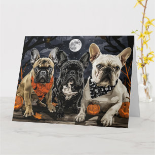 Carte Bouledogue français Halloween épouvantable