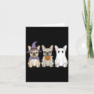 Carte Bouledogue français Halloween Sorcière Momie Fantô