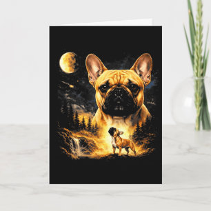 Carte Bouledogue français hurlant à la lune vintage 90Fr