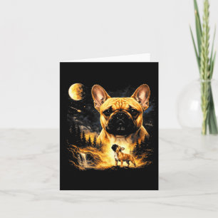 Carte Bouledogue français hurlant à la lune vintage 90s