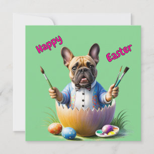 Carte Bouledogue français oeuf de Pâques French Bulldog
