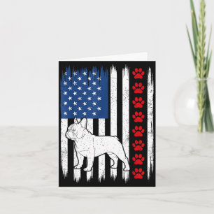 Carte Bouledogue français patriotique drapeau américain