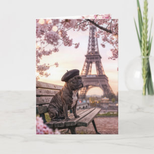 Carte Bouledogue Français pour son anniversaire à Paris