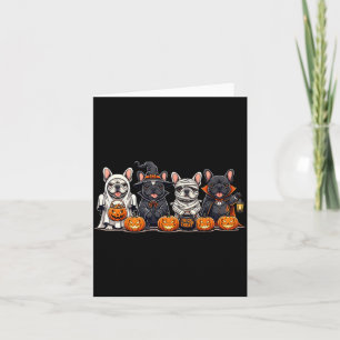 Carte Bouledogue Français Sorcière Fantôme Citrouilles H
