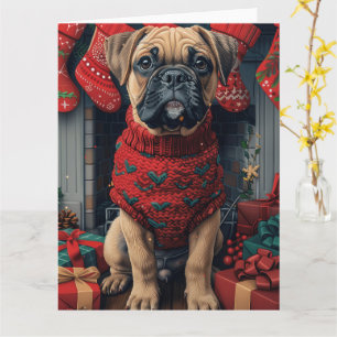 Carte Bouledogue Mastiff avec Cheminée de Cadeaux de Noë