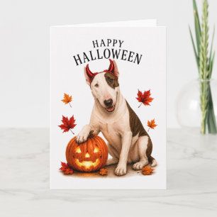 Carte Bouledogue Terrier Halloween Diable Chien