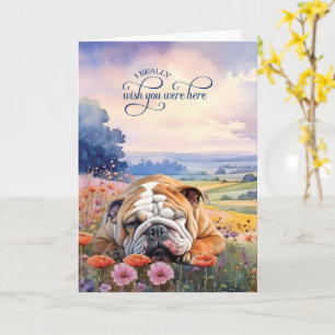 Carte Bouledogues anglais Fleurs sauvages vous manquent