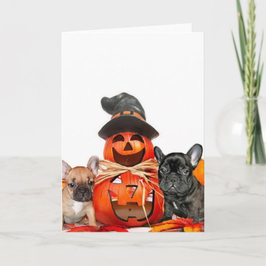 Carte Bouledogues français de Halloween (Devant)