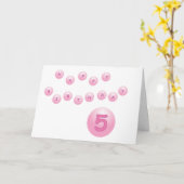 Carte Boules d'anniversaire rose âge 5 (Fleur jaune)