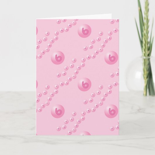 Carte Boules d'anniversaire roses 6 ans (Devant)