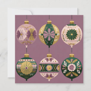Carte Boules de Noël festives et élégantes salutations