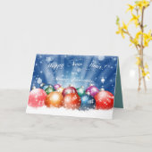 Carte Boules de Noël Joyeuse Année et Joyeux Noël (Fleur jaune)