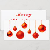 Carte Boules de Noël rouge photo de décoration avec text (Devant / Derrière)