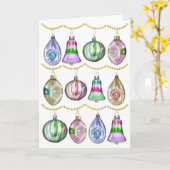 Carte Boules de Noël vintage (Fleur jaune)