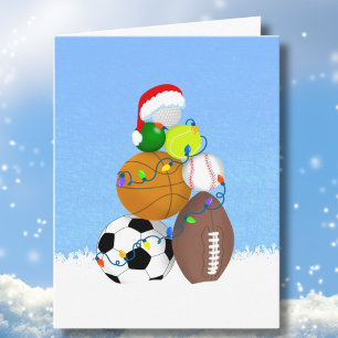 Carte Boules de sports de Noël empilées comme un sapin d