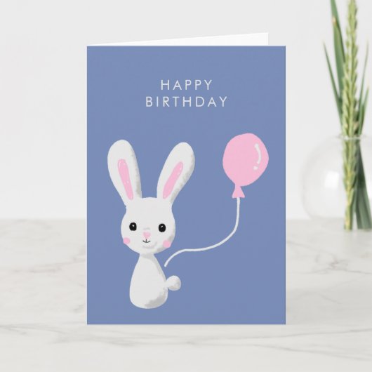 Carte Boulon rose lapin mignon Joyeux anniversaire (Devant)