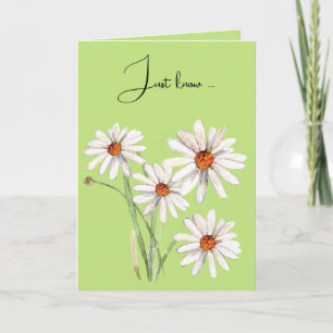 Carte Bouquet aquarelle de pâquerettes pour penser à vou
