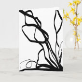 Carte Bouquet Blanc : Abstrait blanc & noir (Fleur jaune)