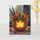 Carte Bouquet Citrouille d'automne (Fleur jaune)