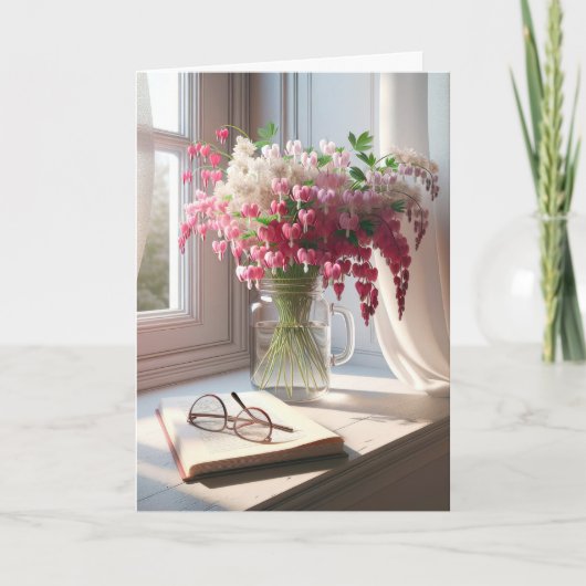 Carte Bouquet Coeur Saignant Avec Livre (Devant)