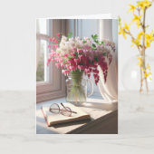 Carte Bouquet Coeur Saignant Avec Livre (Fleur jaune)