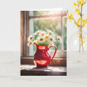Carte Bouquet Daisy En Merci Pitcher Rouge (Fleur jaune)