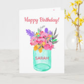 Carte Bouquet d'aquarelle dans un pot. (Fleur jaune)