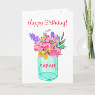 Carte Bouquet d'aquarelle dans un pot.