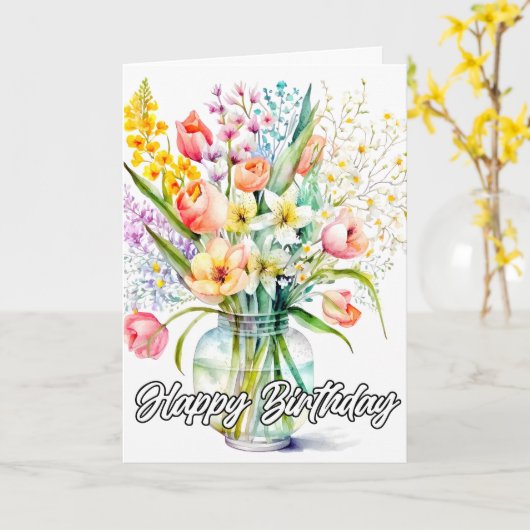 Carte Bouquet D'Aquarelle De Fleurs (Fleur jaune)