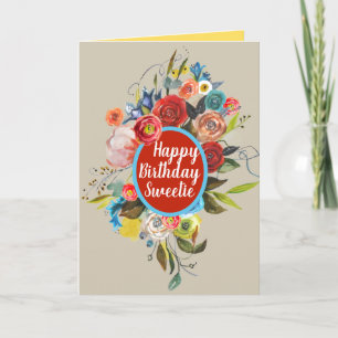 Carte Bouquet d'aquarelle douce Anniversaire