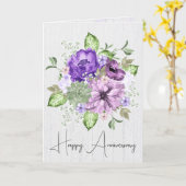 Carte Bouquet d'aquarelle pourpre pour l'anniversaire (Fleur jaune)