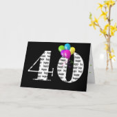 Carte Bouquet de ballon à 40e anniversaire (Fleur jaune)
