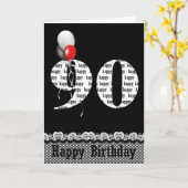 Carte Bouquet de ballon à 90e anniversaire (Fleur jaune)