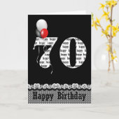 Carte Bouquet de ballons de 70e anniversaire sur noir (Fleur jaune)