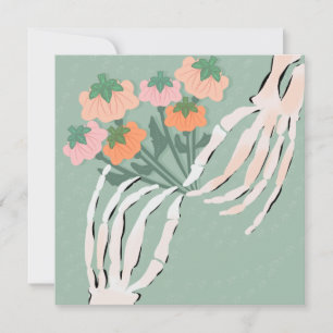 Carte Bouquet de citrouilles squelettes pour mariage Hal