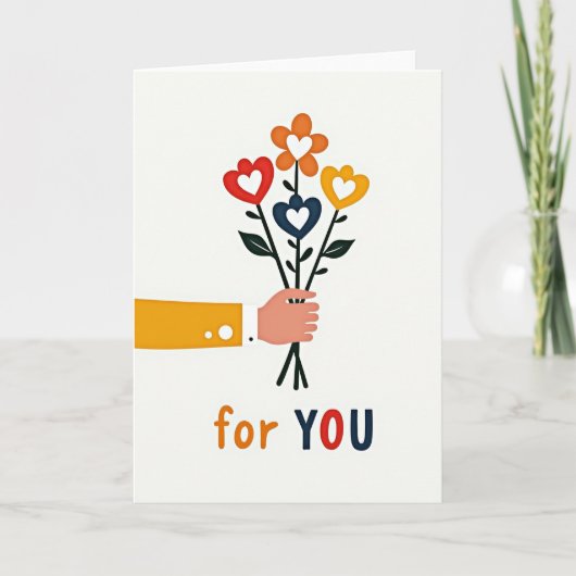 Carte Bouquet de Coeur Pour Vous (Devant)