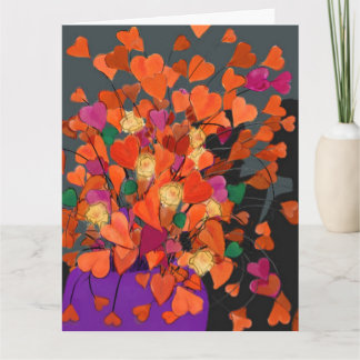 Carte Bouquet de Coeurs Anniversaire