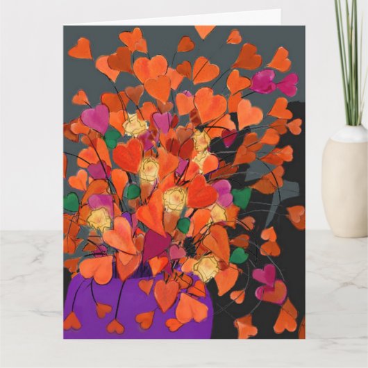 Carte Bouquet de coeurs d'anniversaire (Devant)