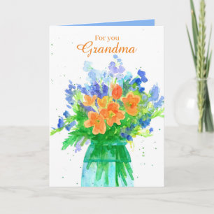 Carte Bouquet de fleur de grand-maman de joyeux