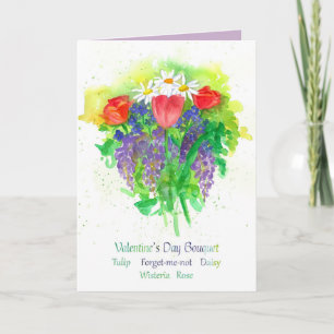Carte Bouquet de fleur de heureuse Sainte-Valentin