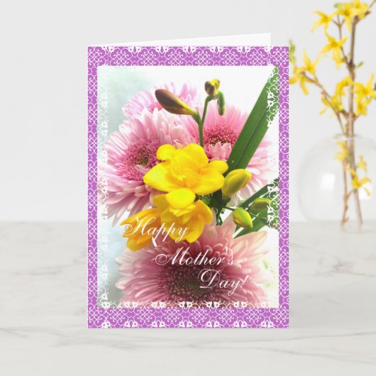 Carte Bouquet de fleur du jour de mère (Fleur jaune)