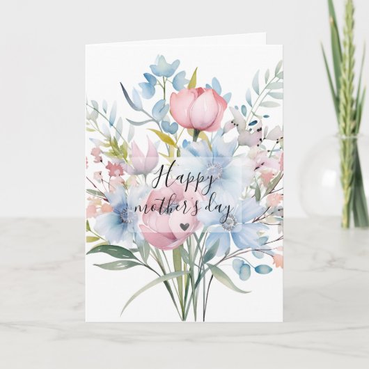 Carte Bouquet de fleurs à l'aquarelle pour la Fête des m (Devant)