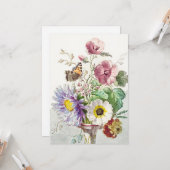 Carte Bouquet de fleurs à papillon (Devant/Arrière en situation)